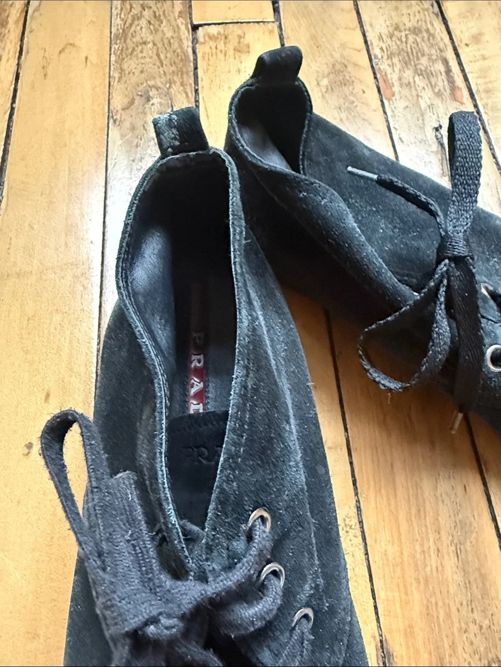 Men's Prada Black Suede Lace-Up Shoes